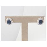Sterling Silver Created Sapphire & CZ 3-Piece Necklace & Earrings Set