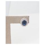 Sterling Silver Created Sapphire & CZ 3-Piece Necklace & Earrings Set