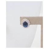 Sterling Silver Created Sapphire & CZ 3-Piece Necklace & Earrings Set