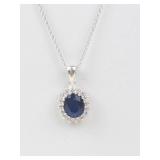 Sterling Silver Created Sapphire & CZ 3-Piece Necklace & Earrings Set