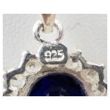 Sterling Silver Created Sapphire & CZ 3-Piece Necklace & Earrings Set