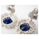 Sterling Silver Created Sapphire & CZ 3-Piece Necklace & Earrings Set