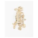 Gold Plated Golf Club Dangle Charm Brooch