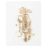 Gold Plated Golf Club Dangle Charm Brooch