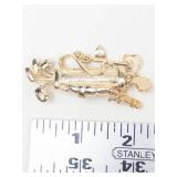 Gold Plated Golf Club Dangle Charm Brooch