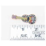 Micro Mosaic Guitar Brooch Pin