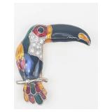 Toucan Bird Enamel Rhinestone Brooch