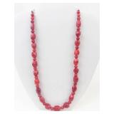 Sterling Silver Coral Bead Necklace 21 in