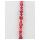Sterling Silver Coral Bead Necklace 21 in