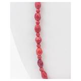 Sterling Silver Coral Bead Necklace 21 in