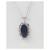 Sterling Silver Black Onyx Pendant Necklace