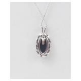 Sterling Silver Black Onyx Pendant Necklace