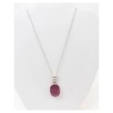 Sterling Silver Ruby Pendant Necklace