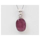 Sterling Silver Ruby Pendant Necklace