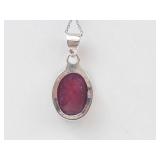 Sterling Silver Ruby Pendant Necklace