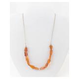 Amber Beaded Necklace 16.5 in Sterling Silver Clasp