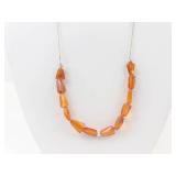 Amber Beaded Necklace 16.5 in Sterling Silver Clasp