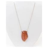 AJC Amber Pendant Necklace 12K Gold Filled Chain