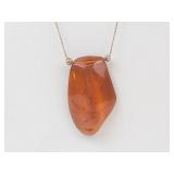 AJC Amber Pendant Necklace 12K Gold Filled Chain