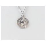Saint Peregrine Sterling Silver Pendant Necklace