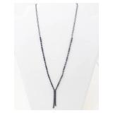 Lariat Necklace With Black Beaded Chain