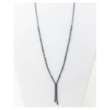 Lariat Necklace With Black Beaded Chain