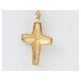 Trifari Hammered Cross Pendant Necklace