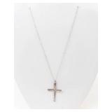Sterling Silver Hieroglyphic Cross Pendant Necklace