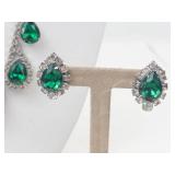 Green Rhinestone Jewelry Set (4 Pieces)