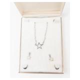 Vintage Marvel Sterling Moon Necklace & Earrings Set With Box