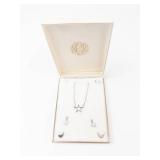 Vintage Marvel Sterling Moon Necklace & Earrings Set With Box