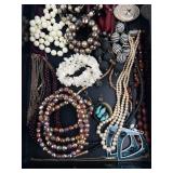Mixed Costume Jewelry Lot - Beaded Necklaces, Bracelets & Earrings