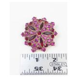 Vintage Fuchsia & Ruby Crystal Gold Tone Brooch