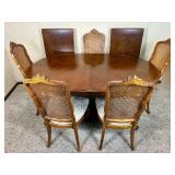 Drexel Heritage French Provisional Style Table and 5 Cane Back  Chairs
