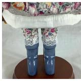 Vintage Russian Serbian Doll with Porcelain Face, Hands & Boots Plus Porcelain Rabbit Trinket Box