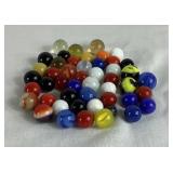 Aqua Blue Ball Perfect Mason Jar with Vintage Marbles including 10 Uranium Marbles