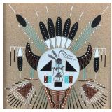 Traditional Navajo Framed Sand Paintings and Eagle Dancer Oval Sand Painting