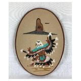 Traditional Navajo Framed Sand Paintings and Eagle Dancer Oval Sand Painting