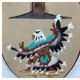 Traditional Navajo Framed Sand Paintings and Eagle Dancer Oval Sand Painting