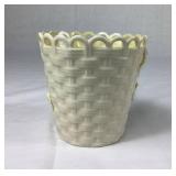 Bundle of 4 Vintage Belleek Ireland Basket Weave Vases with Black & Green Bottom Marks