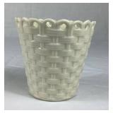 Bundle of 4 Vintage Belleek Ireland Basket Weave Vases with Black & Green Bottom Marks