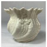 Set of 3 Belleek Irish Porcelain Flowered Bowl Vases with Sculpted Rose and Leaf Details