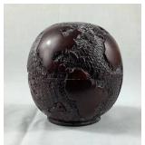 Chinese Warrior Sculpture and Hand Carved Japanese & Globe Wood Trinket Boxes