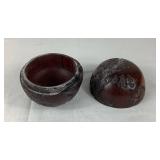 Chinese Warrior Sculpture and Hand Carved Japanese & Globe Wood Trinket Boxes