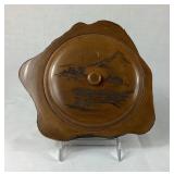 Chinese Warrior Sculpture and Hand Carved Japanese & Globe Wood Trinket Boxes
