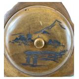 Chinese Warrior Sculpture and Hand Carved Japanese & Globe Wood Trinket Boxes
