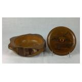 Chinese Warrior Sculpture and Hand Carved Japanese & Globe Wood Trinket Boxes