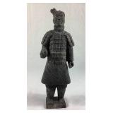Chinese Warrior Sculpture and Hand Carved Japanese & Globe Wood Trinket Boxes