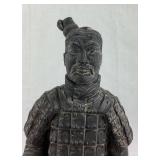 Chinese Warrior Sculpture and Hand Carved Japanese & Globe Wood Trinket Boxes