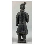 Chinese Warrior Sculpture and Hand Carved Japanese & Globe Wood Trinket Boxes